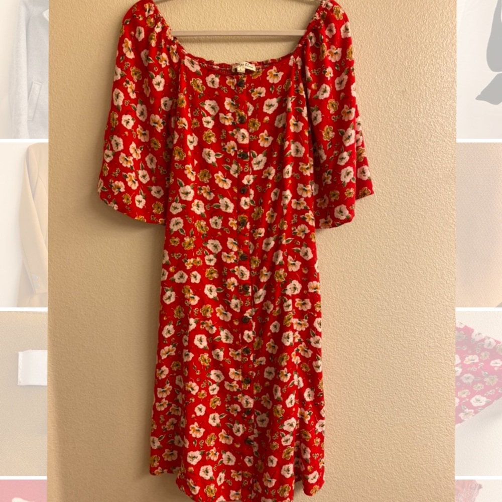 Indigo Rose Bell Sleeve Dress - Floral